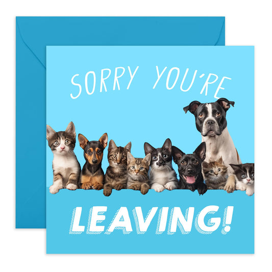 Farewell Card - 'DOGS LEAVING' - Perfect for Sending Off with a Touch of Canine Humor and Heartwarming Design - Ideal for Best Friends, Families, and Colleagues - Comes With Stickers By Central 23