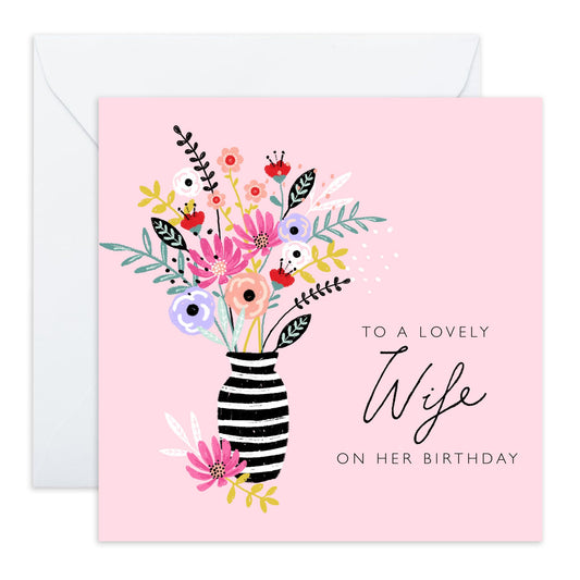 Flower Cards For Wife - To My Lovely Wife - Wife Birthday Cards Floral - Sweet Greeting Cards From Husband - Wife Gifts For Women - Comes With Cute Stickers By Central 23