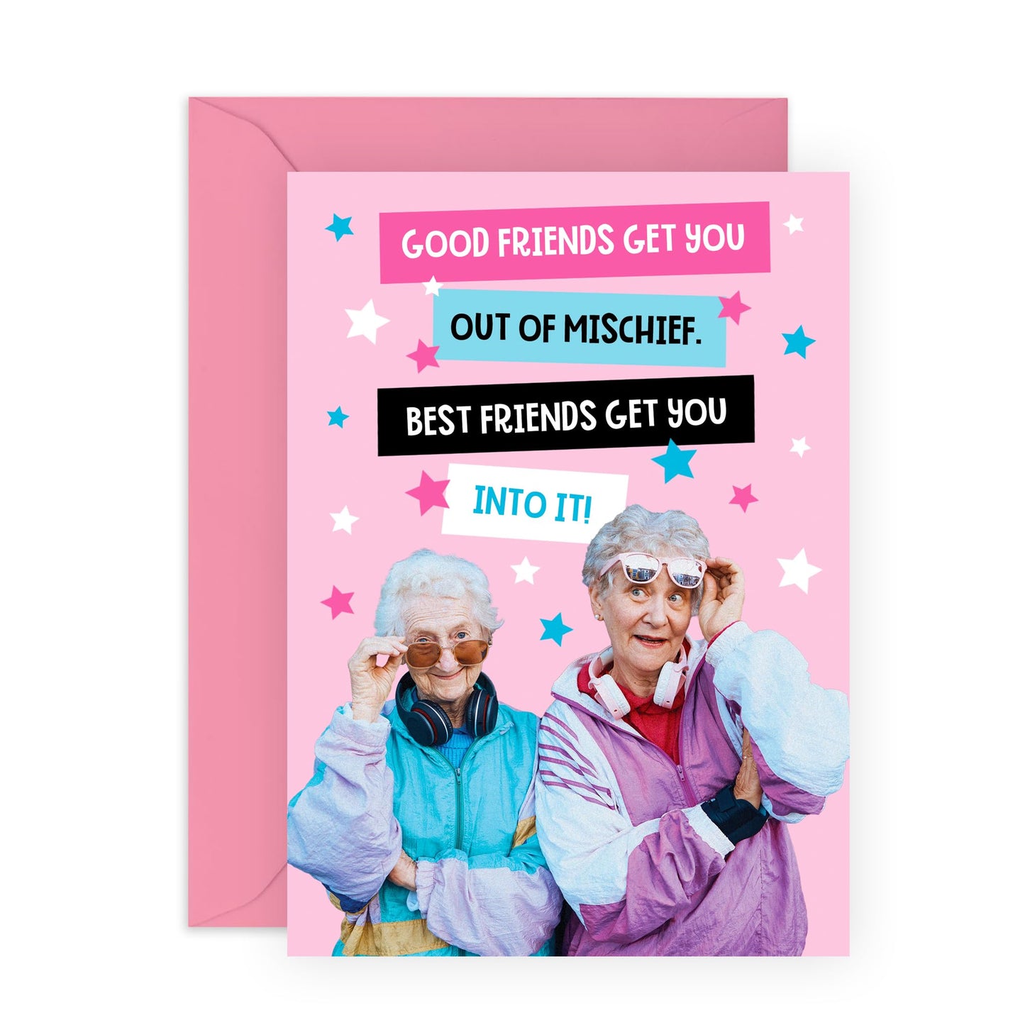 Greeting Card - 'BEST FRIEND MISCHIEF' - Perfect for Celebrating the Fun & Laughter in Your Friendship - Ideal for Adding Humor & Appreciation to Your Special Bond - Comes With Stickers By Central 23