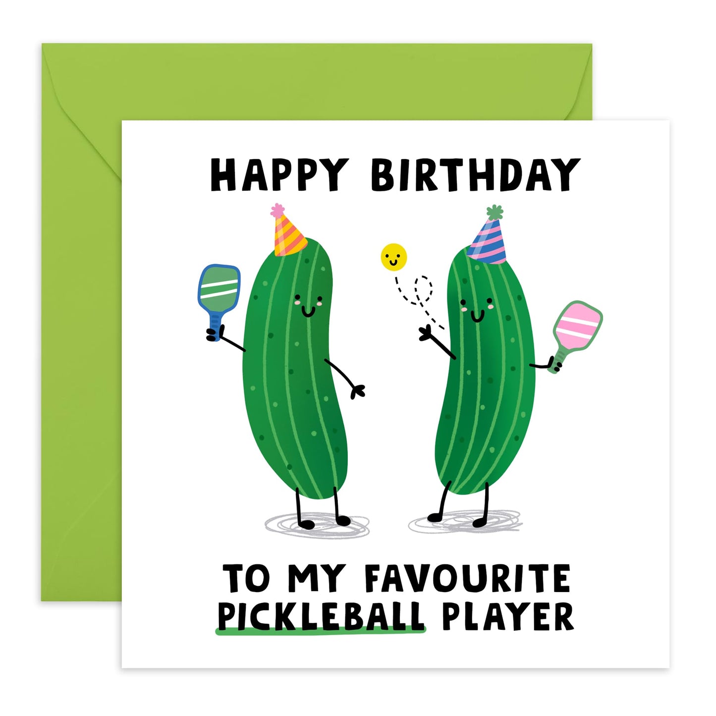 Hilarious Cucumbers Birthday Card - 'Fav Pickleball Player ' - Funny Gift for Besties, Best Friends, Mates, Buddies,Bro, Bruv, Sister, Sis - Drinking Time - Comes with Fun Stickers