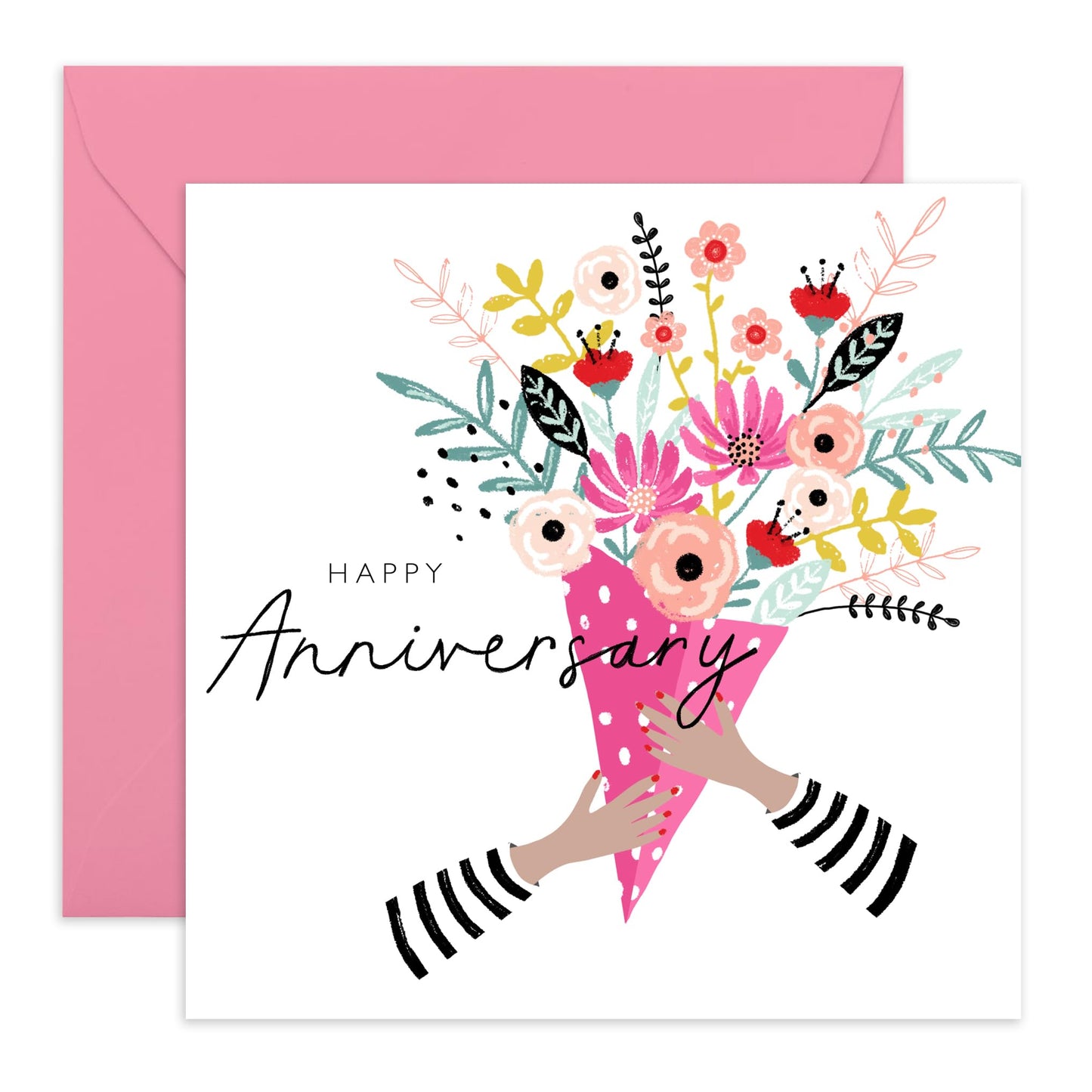 Anniversary Card For Couple Girlfriend Boyfriend - Anniversary Bouquet - Wedding Anniversary Card Husband Wife - You Are Loved Cards - Greeting Cards For Fiance- Comes With Fun Stickers By Central 23