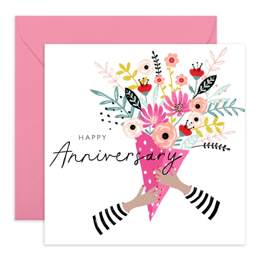 Anniversary Card For Couple Girlfriend Boyfriend - Anniversary Bouquet - Wedding Anniversary Card Husband Wife - You Are Loved Cards - Greeting Cards For Fiance- Comes With Fun Stickers By Central 23