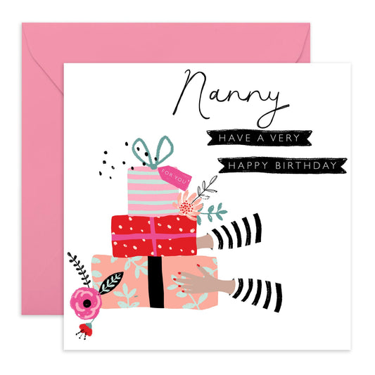 Birthday Cards For Nanny - Grandma Gifts For Her Women - Presents Celebration Special - Elegant Greeting Cards For Women Nana Grandmother - Comes With Fun Stickers - By Central 23