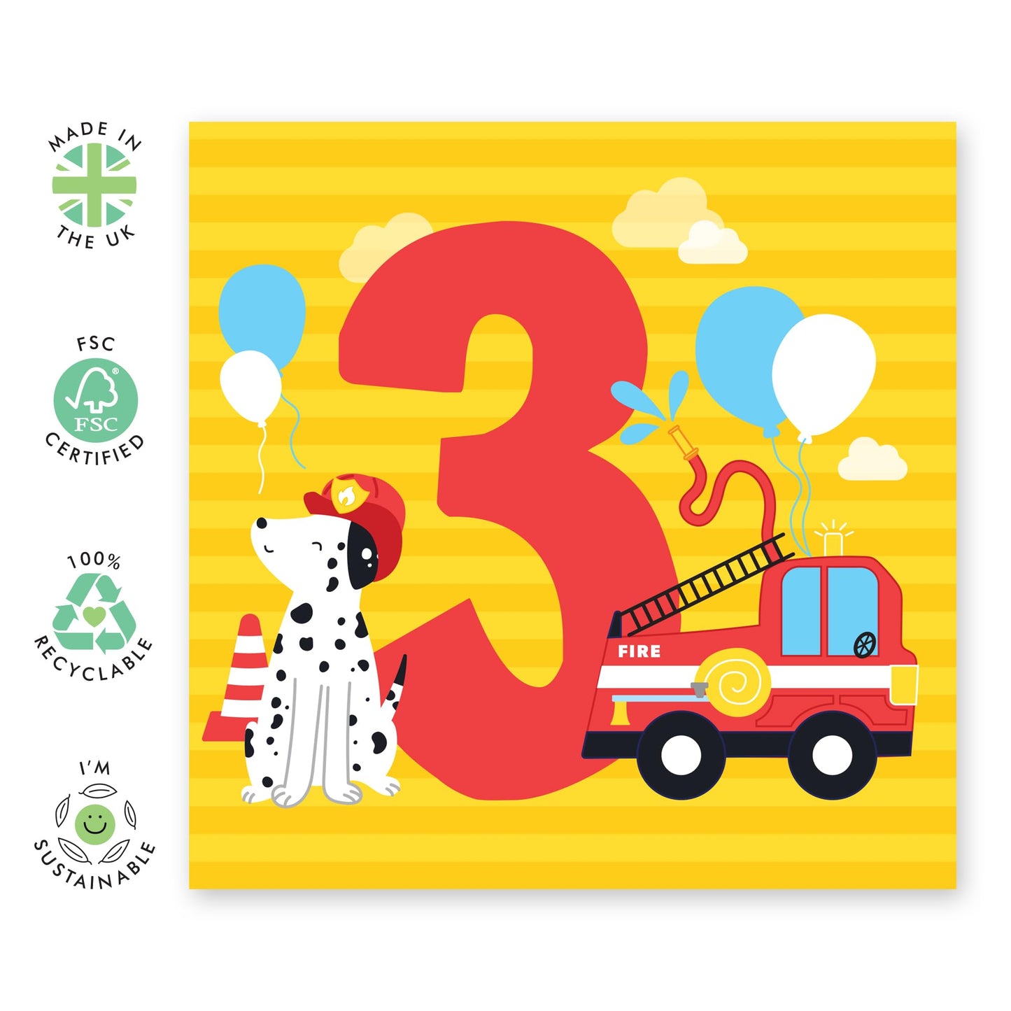 3rd Birthday Card Boys Girls - Sound The Alarm I'm 3 - Baby Milestone Cards Age Three - Third Birthday Cards - Animal - Gifts For Son Daughter Niece Nephew - Comes With Fun Stickers By Central 23