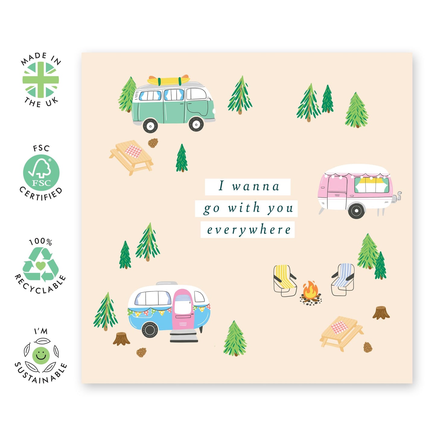 Romantic Adventure-Themed Love Card – ‘Go With You Everywhere’ – Heartfelt Greeting Card for Him, Her, Travel Lovers, Boyfriend, Girlfriend, Women, Men - For Anniversaries -Comes with Stickers