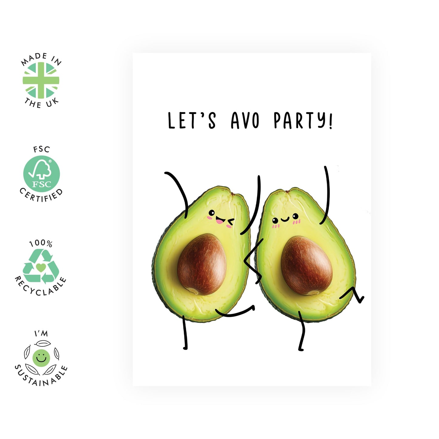 Greetings Cards Men Women - Let's Avo Party - Funny All Occasion For Mum Dad - Wife Husband Birthday Card Brother Sister - Best Friend - Comes With Fun Stickers - By Central 23