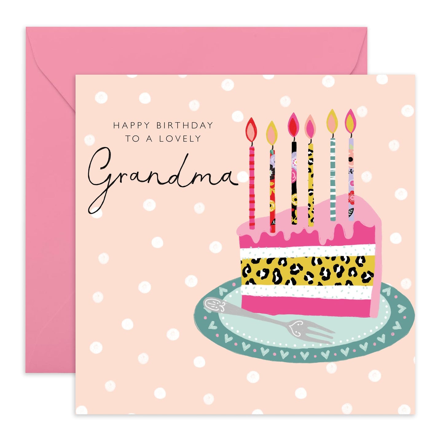 Happy Birthday Grandma Card - Mothers Day Card For Grandmother - Bday Cake And Trendy Patterns - Nana Birthday Card - Grandma Gifts For Her Women - Comes With Stickers By Central 23