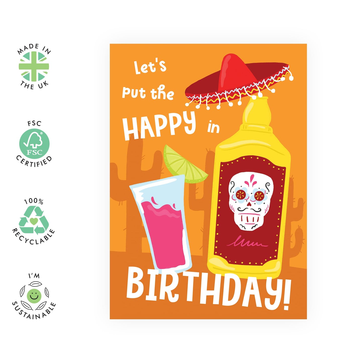 Birthday Card For Him Her - Put The Happy In Birthday - Sweet Birthday Cards For Men Women - Gifts For Mum Or Dad - Best Friend - From Friend Bff - Comes With Stickers By Central 23