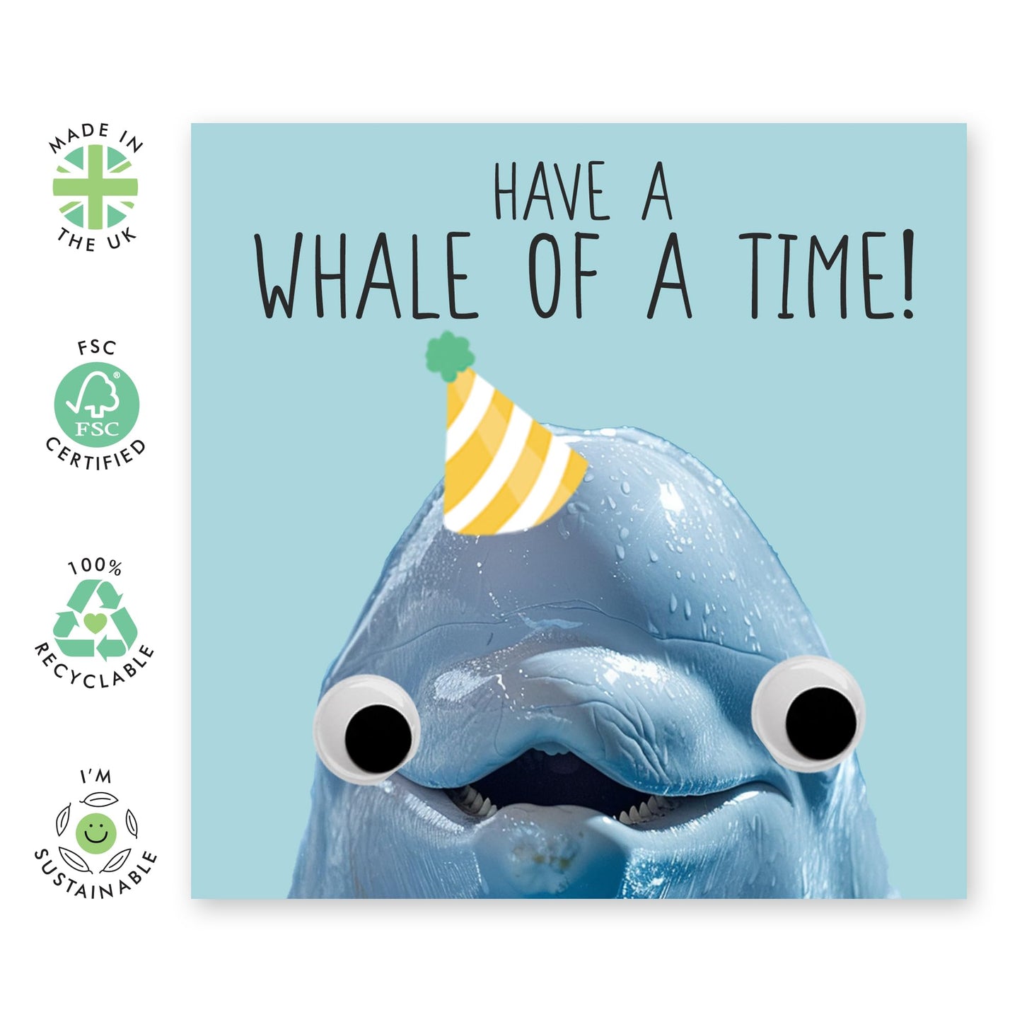 Greeting Card - 'WHALE OF A TIME - Perfect for Any Occasion with a Whale-Themed Design - Ideal for Adding a Touch of Playfulness to Celebrations or Everyday Moments - Comes With Stickers By Central 23
