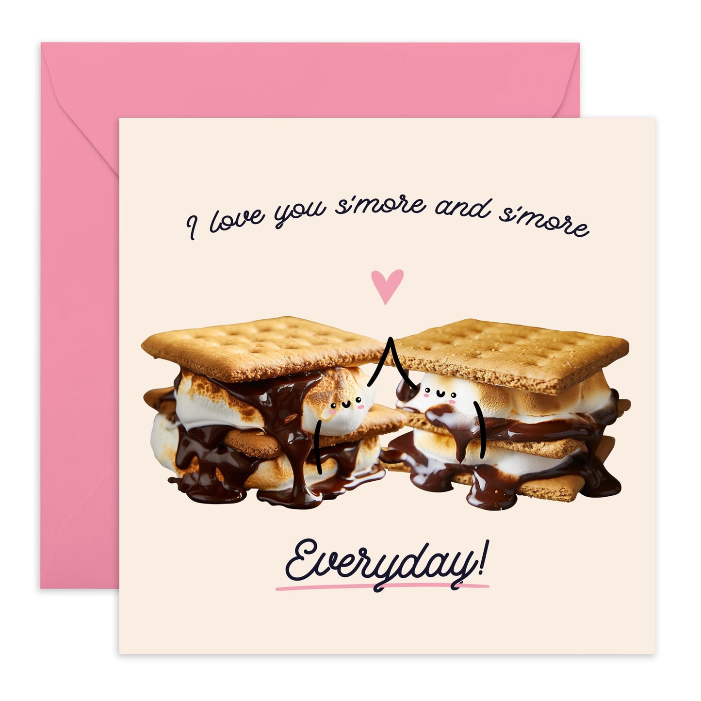 Valentines Day Card Girlfriend Boyfriend - I Love You S'more And S'more - Anniversary Card Couple - Greeting Cards Fiance - Husband Wife - Greeting Cards - Comes With Fun Stickers By Central 23