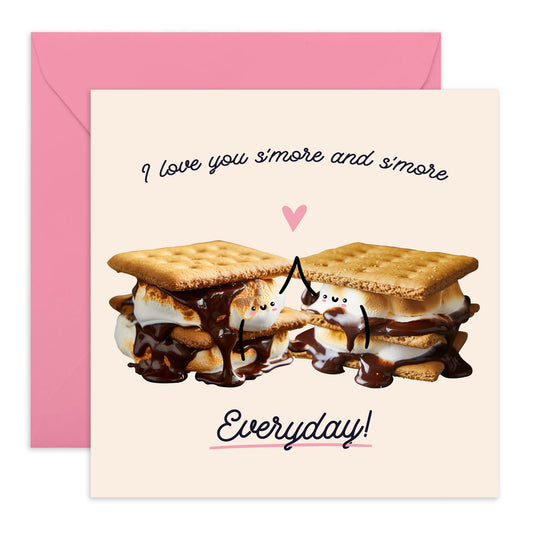 Valentines Day Card Girlfriend Boyfriend - I Love You S'more And S'more - Anniversary Card Couple - Greeting Cards Fiance - Husband Wife - Greeting Cards - Comes With Fun Stickers By Central 23