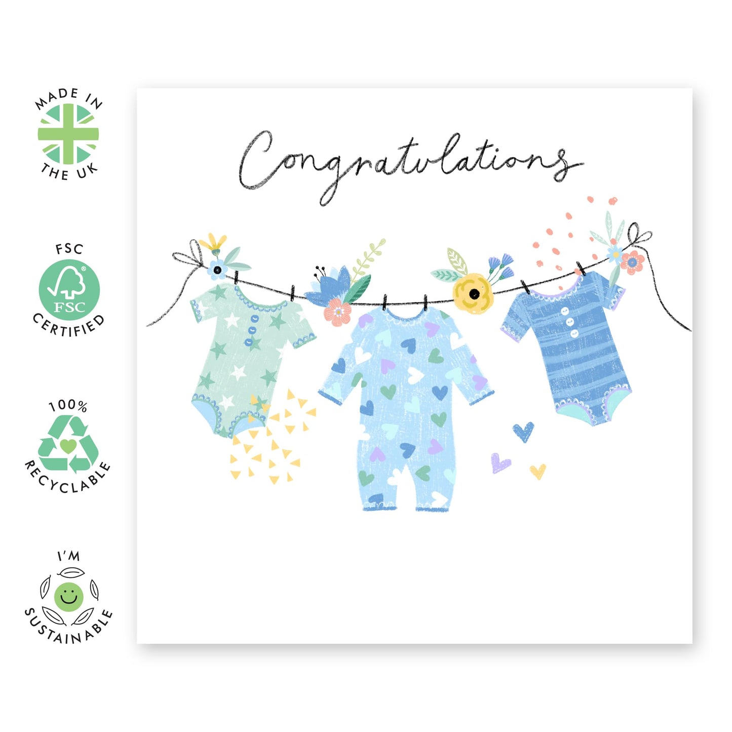 Baby Shower Card For New Baby - Congratulations Baby Boy Card - Welcome Home Congrats New Parents Newborn Baby Son - Greeting Cards For Mum And Dad - Comes With Stickers - By Central 23