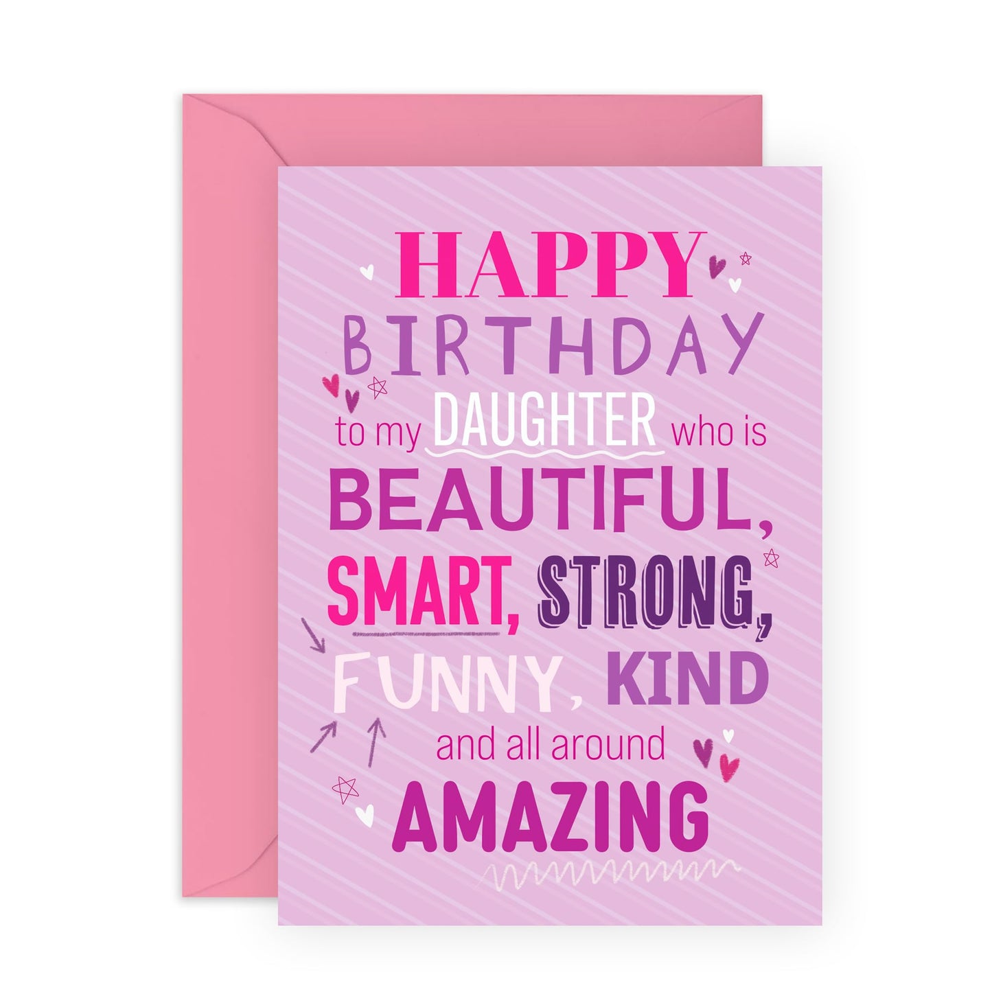 Daughter Birthday Card - All Around Amazing - Sweet Birthday Cards For Women Girls Teens - Greeting Cards For Her From Mum Or Dad - Comes With Stickers - By Central 23
