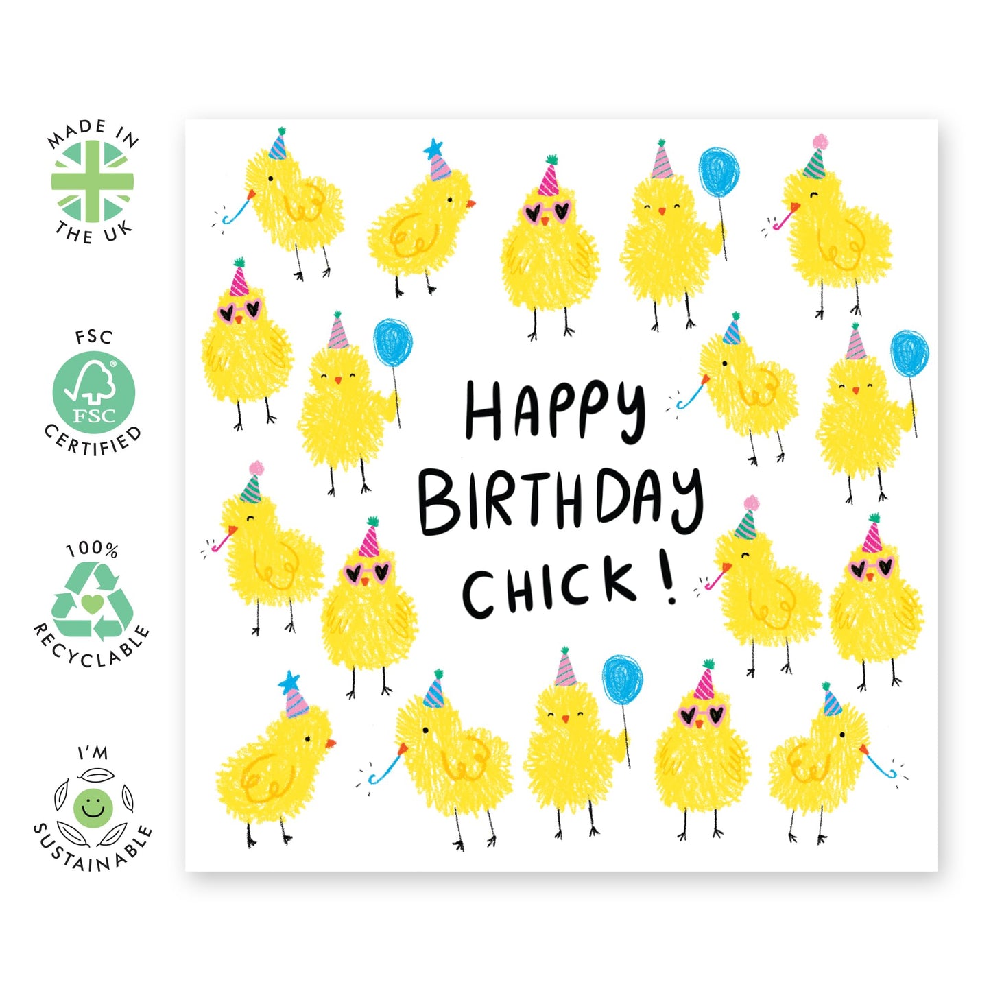 Happy Birthday To My Fabulous Friend - Birthday Chick - Best Friend Birthday Card For Men Women - Sweet Greeting Cards Friends Bestie Bff Coworker - Comes With Stickers By Central 23