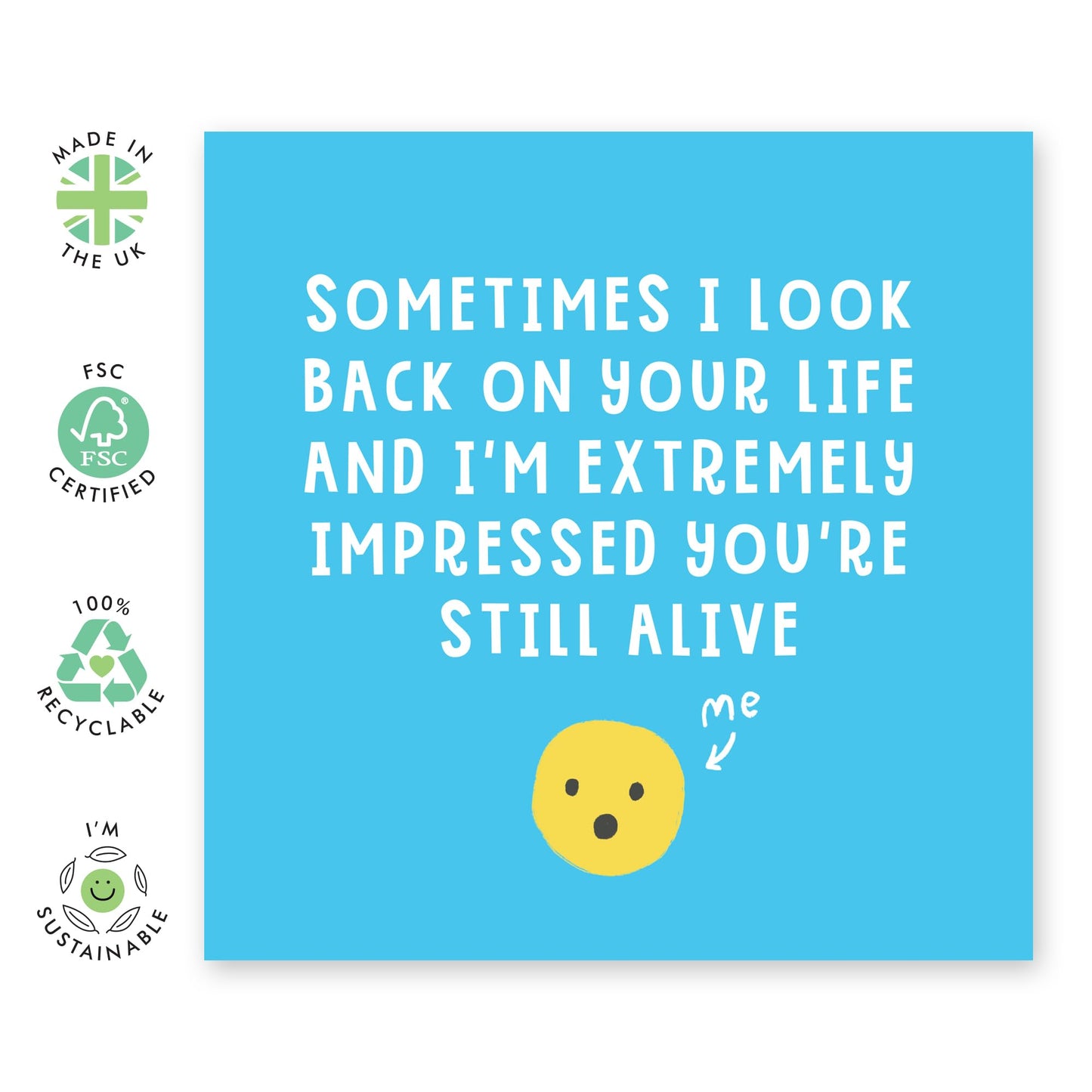 Hilarious Birthday Card - 'Sometimes Look Back Impressed' - Gift for Besties, Best Friends, Colleagues, Coworkers, BFF, Cousin, Coworkers, Sis - Shocked - Comes with Fun Stickers