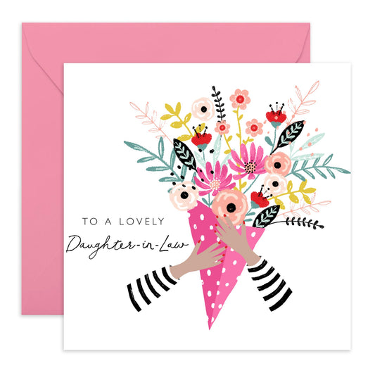 Daughter In Law Birthday Card - To A Lovely Daughter-in-law - Sweet Greeting Cards For Women - Thank You Cards For Daughter In Law - Mothers Day Card For Her - Comes With Stickers By Central 23