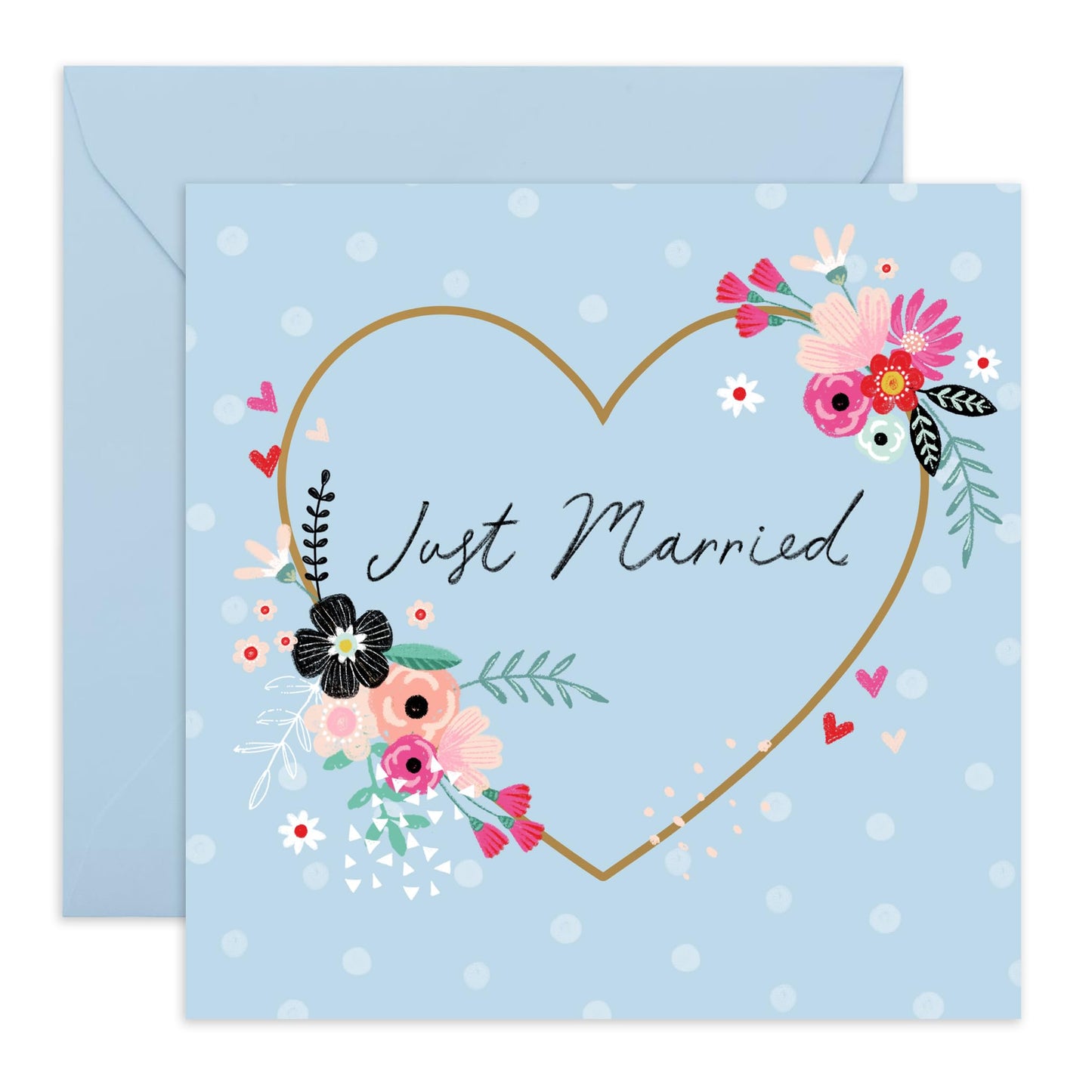 Wedding Cards For Bride And Groom - Heart Wreath Just Married - Newly Weds Card - Congratulations Card For Men Women Son Daughter In Law - Best Wishes Gift Him Her - Comes With Stickers By Central 23