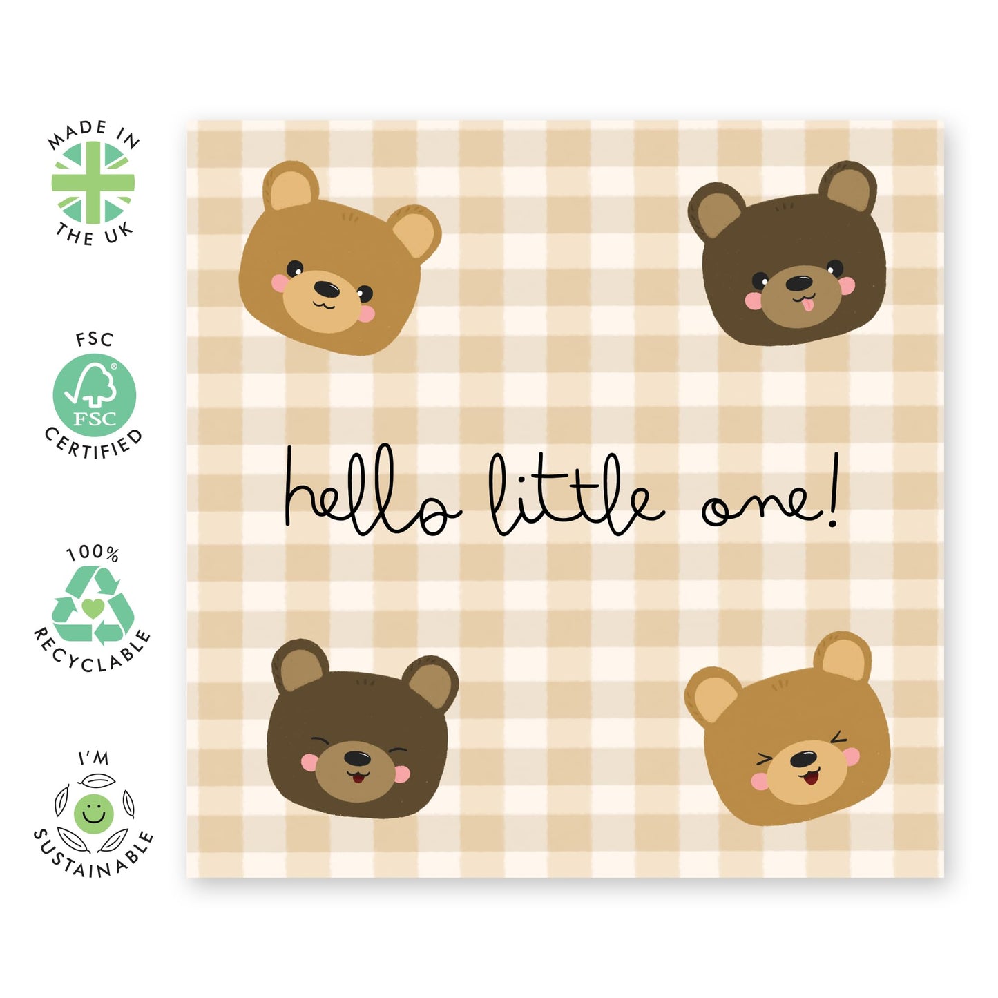 Cute Celebration Card Welcoming The Baby - 'Teddy Bear New Baby' - Gifts for Newborn Boys, First Time Parents, Family - Little One - Comes with Fun Stickers