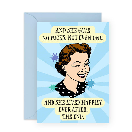 Congratulations Retirement Card For Women - She Gave No F*cks - Vintage Birthday Cards For Wife Girlfriend Friend - Rude Funny Gifts For Her Colleagues - Comes With Stickers - By Central 23