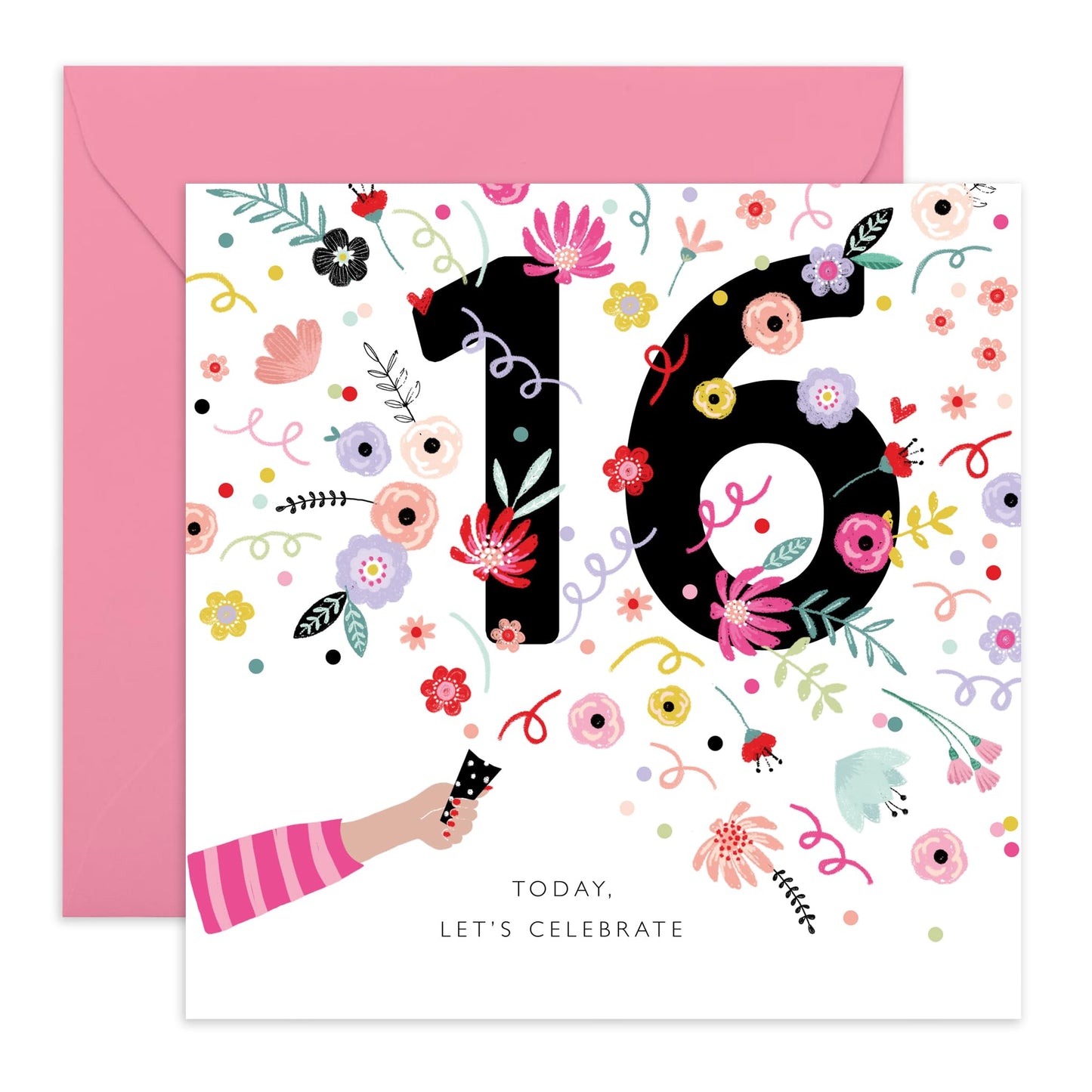 Sixteen Birthday Cards For Kids - Today Let's Celebrate 16th Birthday - Girl Birthday Card 16th Year Old - Happy Birthday Card For Daughter Granddaughter Niece - Comes With Stickers By Central 23