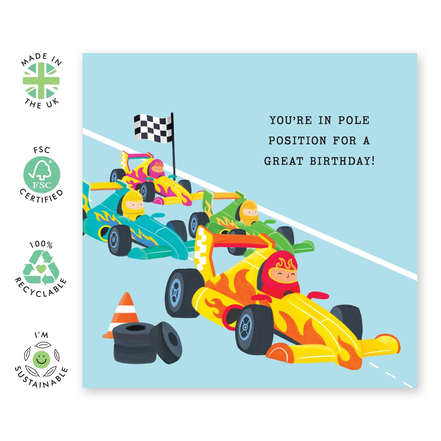 Kids Birthday Cards - You Are In Pole Position - Baby Milestone Cards - Birthday Card Boys Girls - Gift For Son Daughter Niece Nephew - Gift From Mum Dad - Comes With Fun Stickers By Central 23