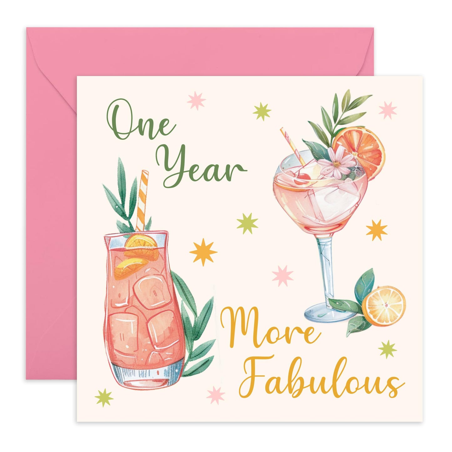 Glamorous Greeting Card - 'ONE YEAR MORE FABULOUS' - Perfect for Birthdays - Celebrate with Style and Confidence - A Chic Way to Mark Another Amazing Year - Comes With Stickers By Central 23