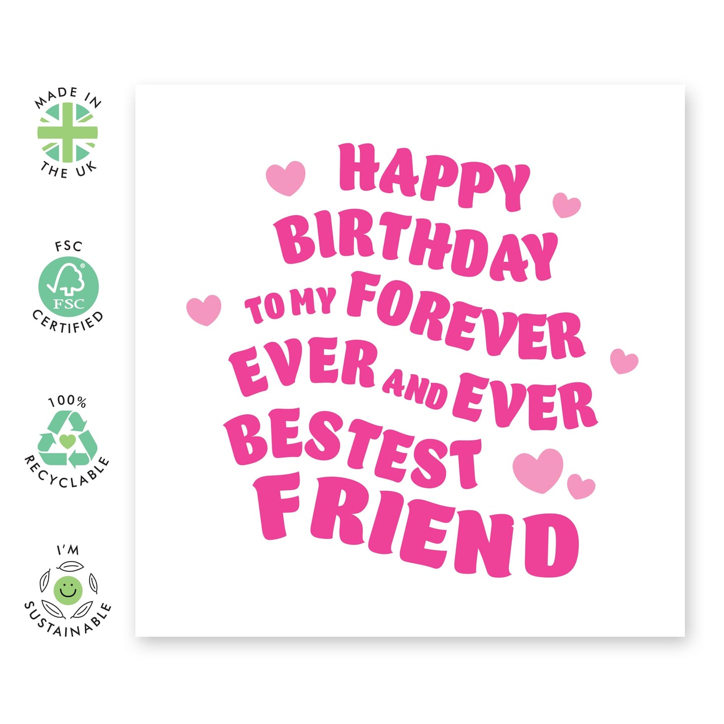Friend Birthday Card Female - Bestest Friend - Cute Birthday Gifts For Women - Birthday Greeting Cards For Best Friend Colleagues Her - Comes With Fun Stickers - By Central 23