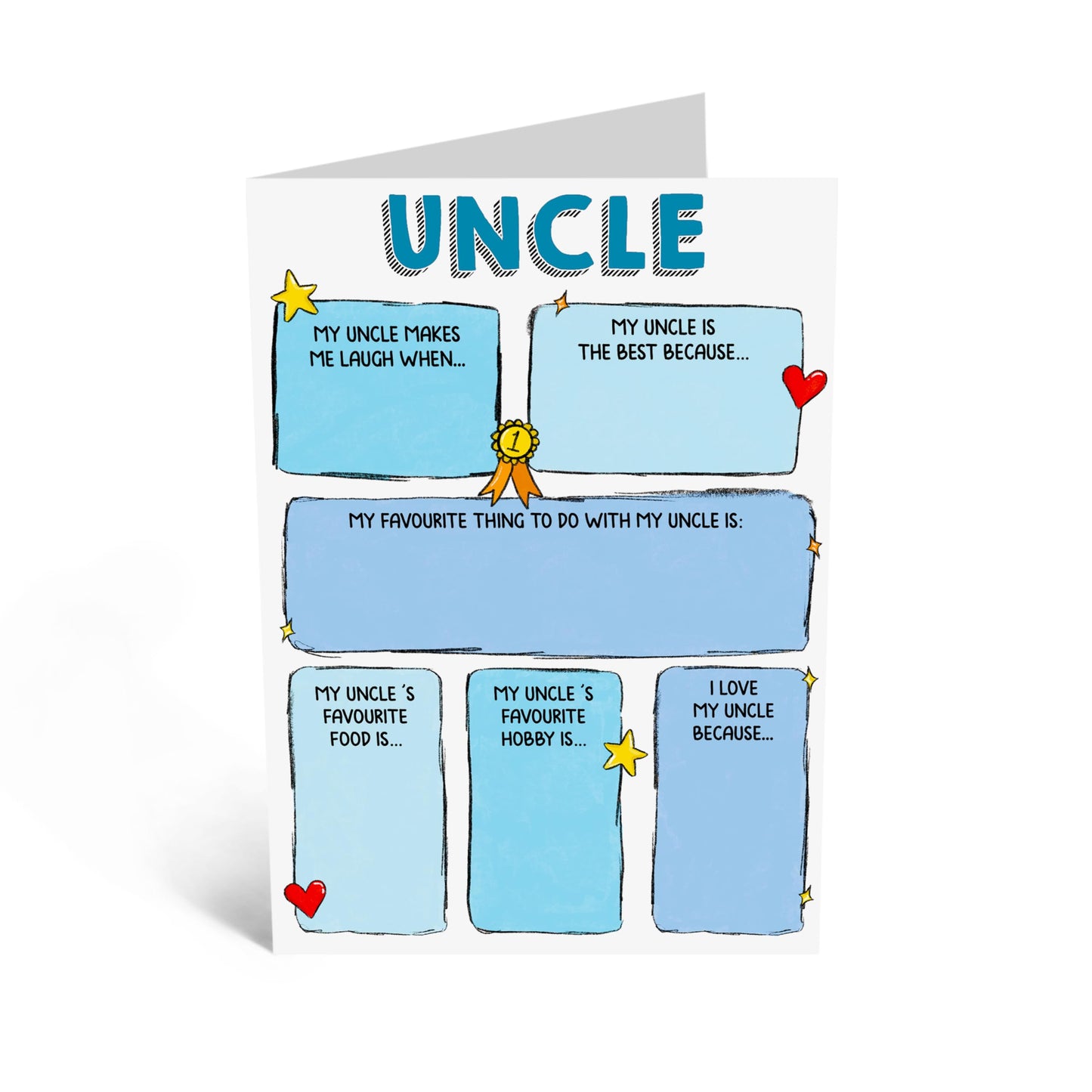 Customize Greeting Card - 'I LOVE MY UNCLE FILL IN YOURSELF' - Perfect for Showing Appreciation and Love - Ideal for Super Uncles Who Deserve a Special Tribute - Comes With Stickers By Central 23