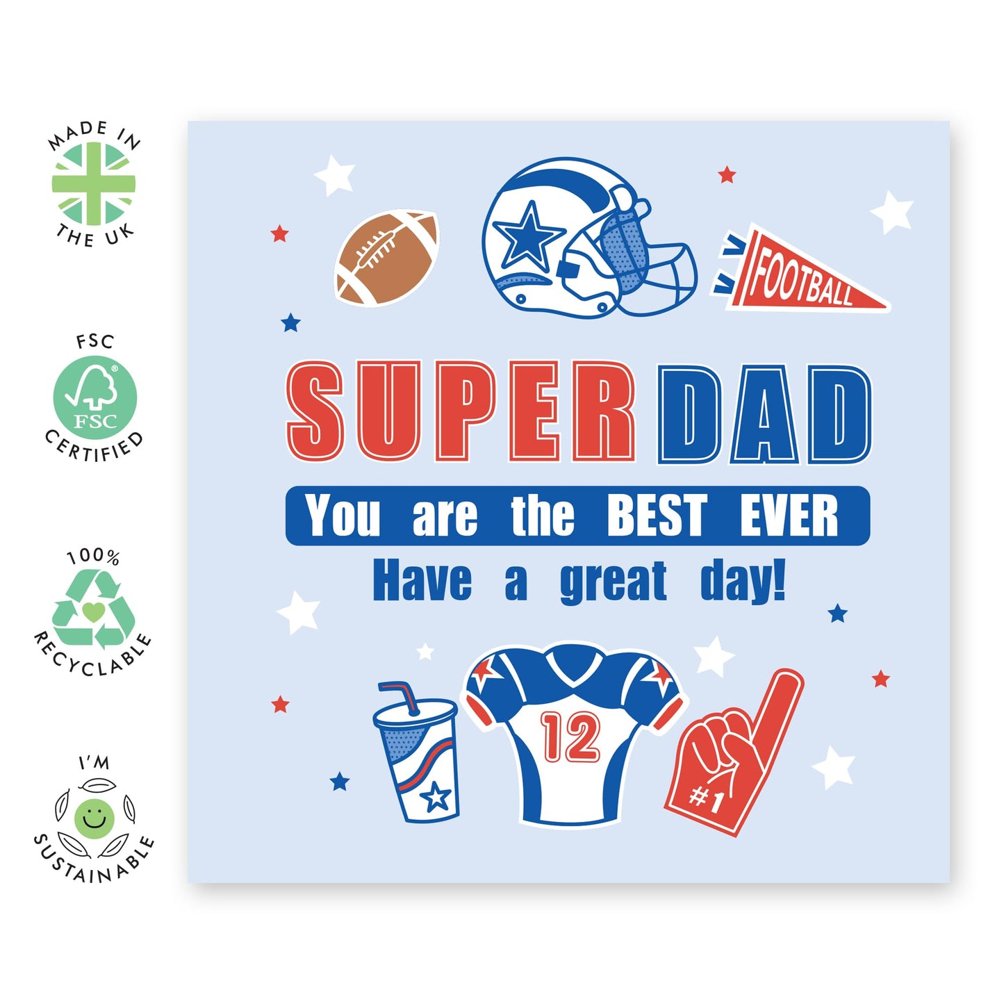 Cheerful Greeting Card - 'HAVE A SUPER DAY, DAD!' - Perfect for Celebrating Special MUMents with Love and Gratitude - Ideal for Fathers Daddy's Dads Family Members - Comes With Stickers By Central 23