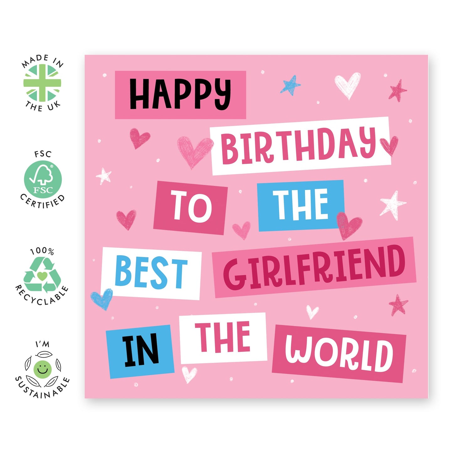 Birthday Card For Girlfriend - To The Best Girlfriend In The World - Cute Birthday Cards For Women Partner Fiancee - Gifts For Her - Comes With Stickers - By Central 23