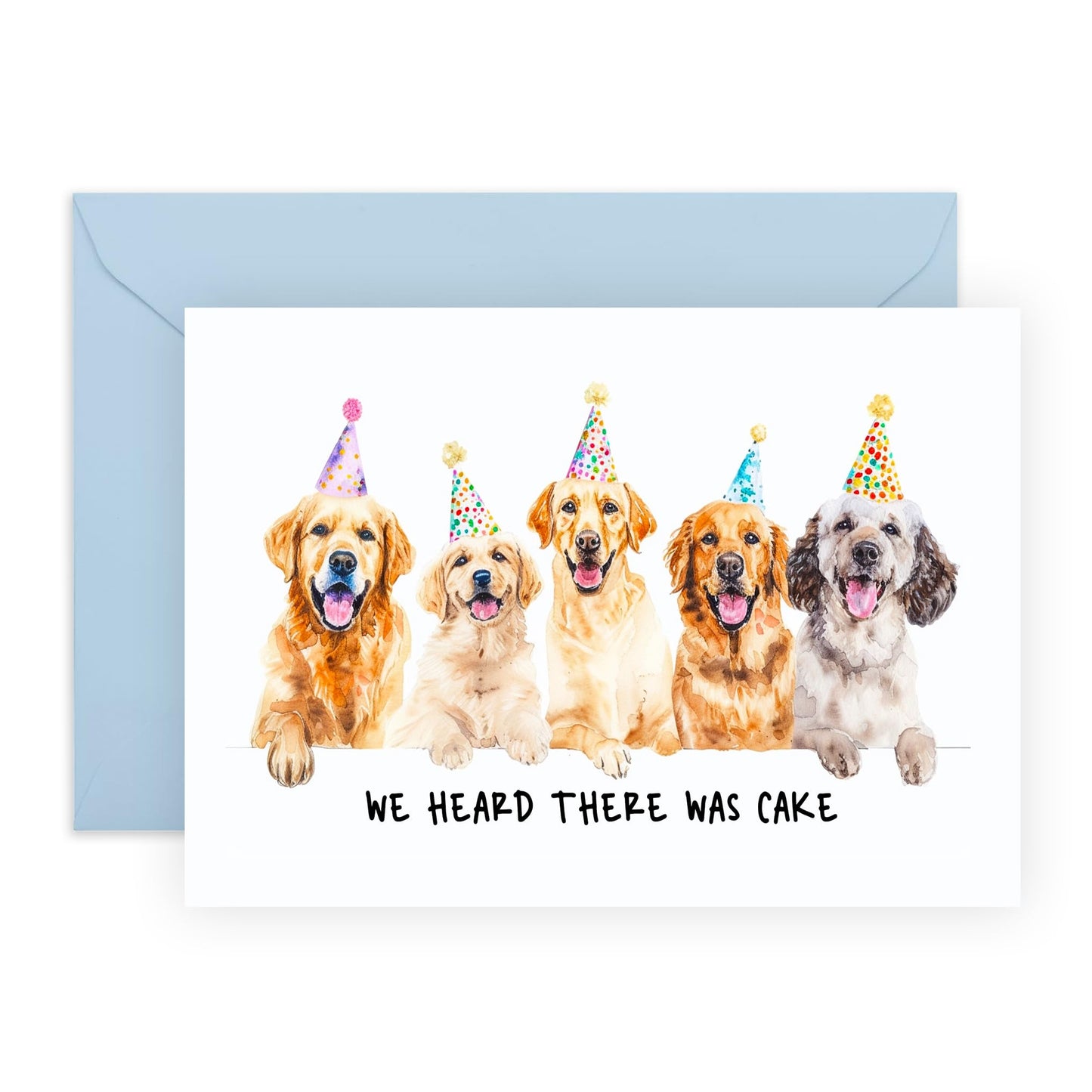 Dog Birthday Card - We Heard There Was Cake - Funny Birthday Card From Dog For Men And Women - Gifts For Fur Parents Dog Mum Dad - Comes With Stickers - By Central 23