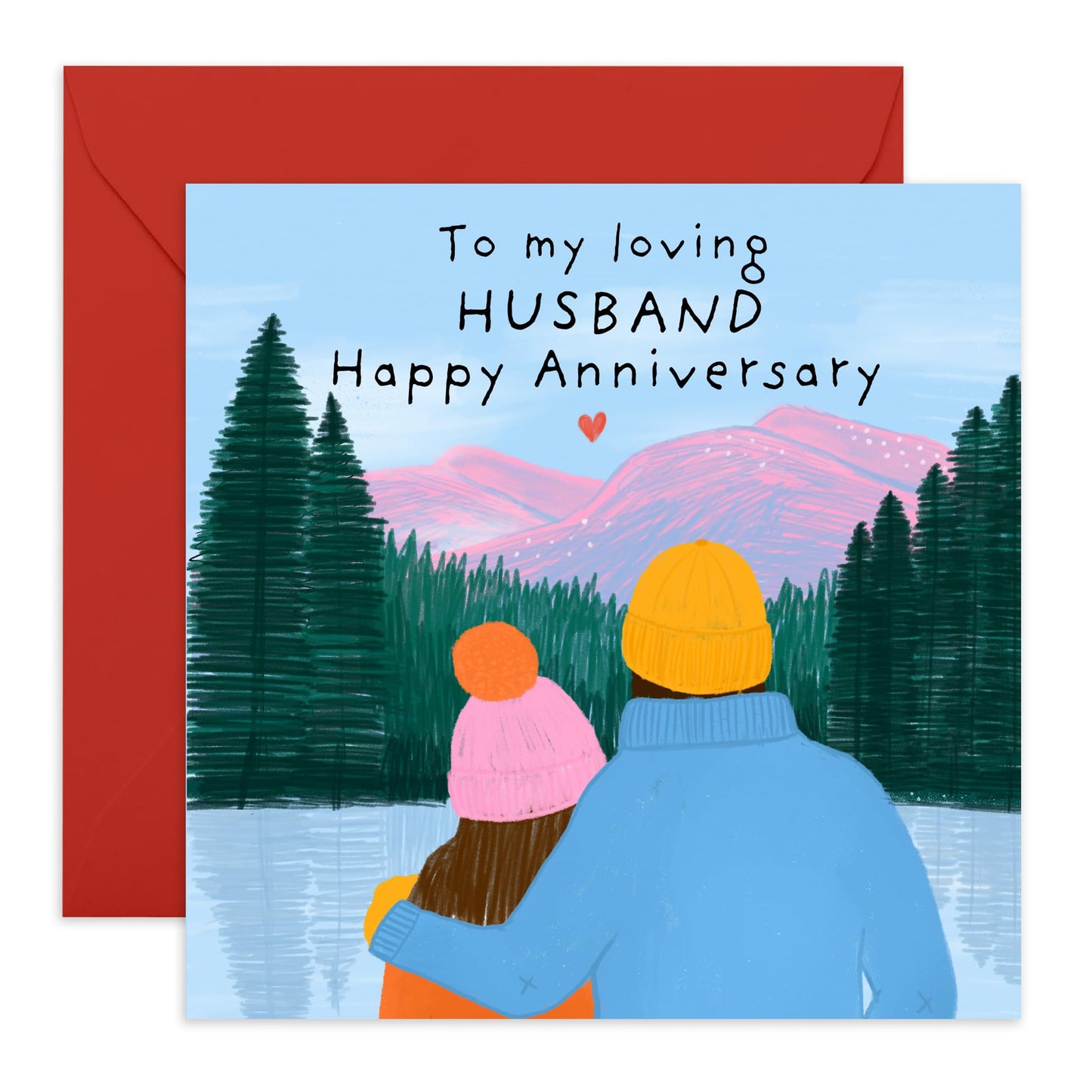 Romantic Anniversary Card for Him - 'Mountain Loving Husband' - Gifts for Spouse, Babe, Darling, Men - Hikers - Comes with Fun Stickers