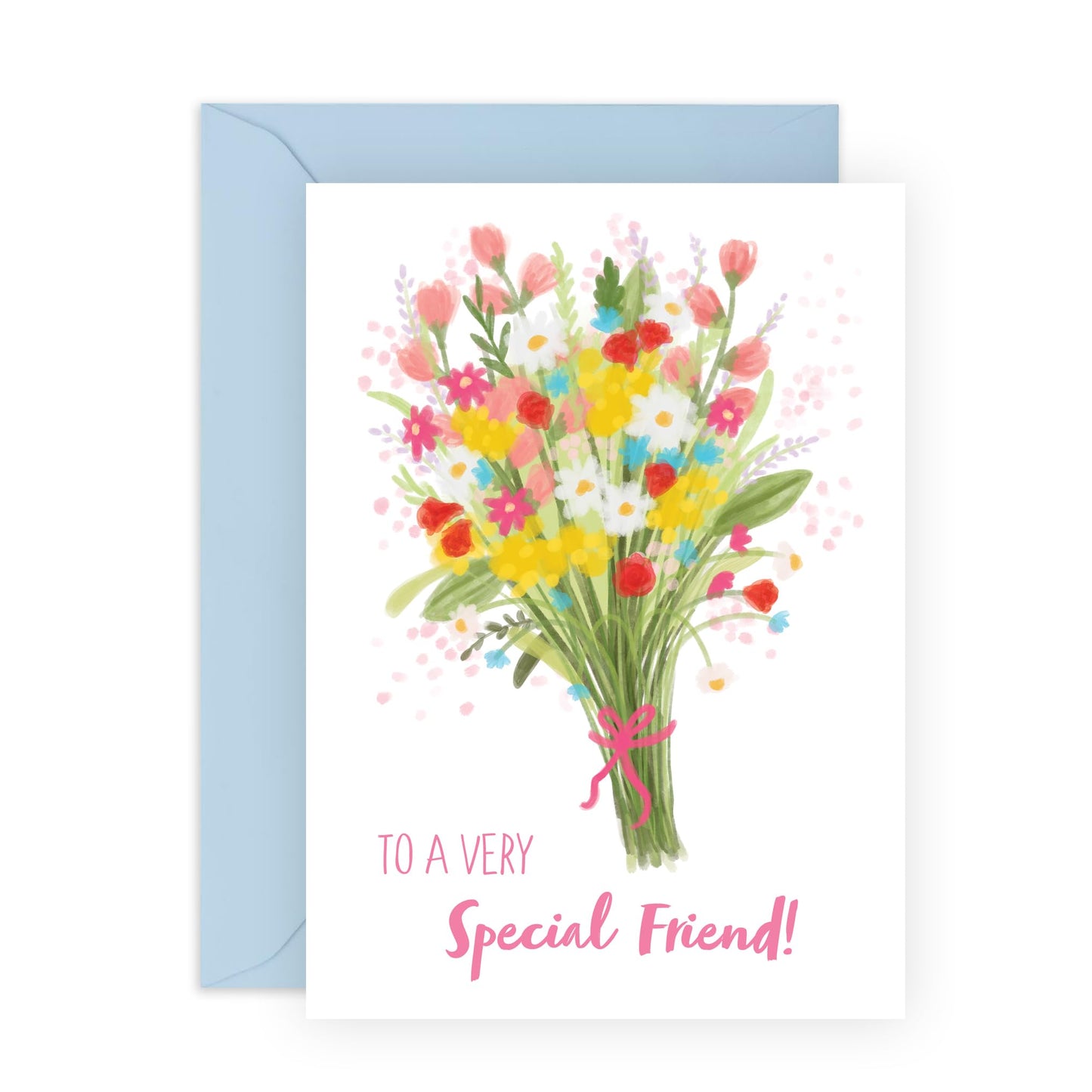 Friendly Greeting Card - 'Very Special Friend 3' - Gift for Besties, Best Friends, Colleagues, Coworkers, BFF, Cousin, Coworkers, Sis, Family - Bundled Flowers- Comes with Fun Stickers