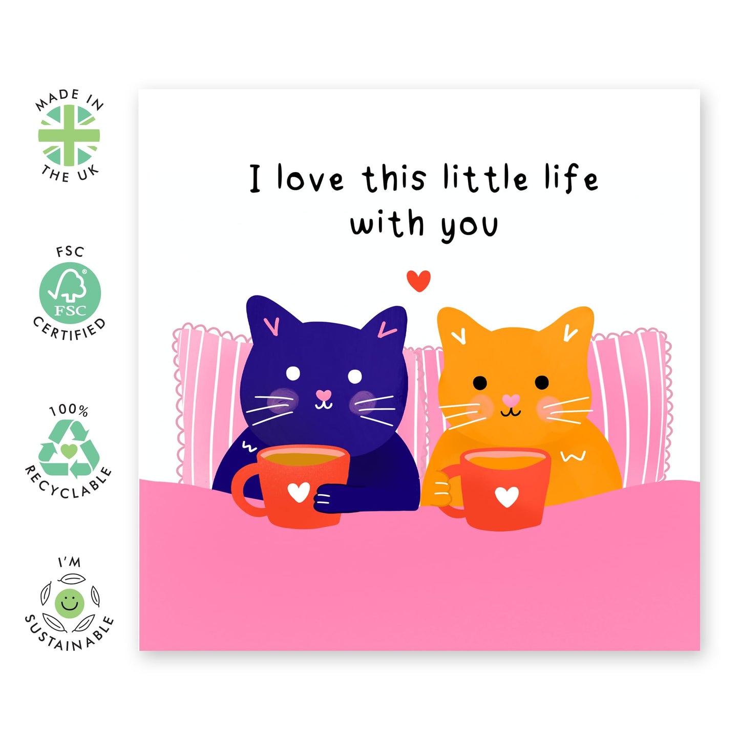 Romantic Greeting Card For Him or Her - 'Love This Life With You' - Gifts for Couples, Wife, Husband, Boyfriend, Girlfriend, Babe, Cat Parents - Valentines Day - Comes with Fun Stickers