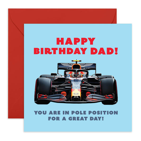 Dad Birthday Card From Daughter - Dad You're In Pole Position - Fathers Day Card - For Grandad Husband Brother - Sweet Birthday Greeting Cards Fur Parents - Comes With Fun Stickers By Central 23