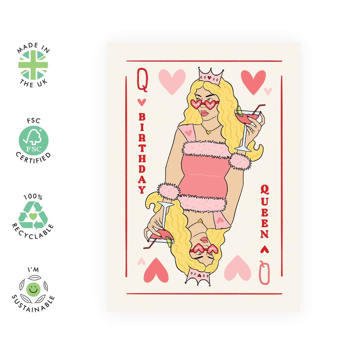 Pretty Birthday Card For Mum - Birthday Queen - Happy Birthday Queen Bee - Female Birthday Cards For Her Nana Wife - Friend Birthday - Ladies Birthday Card - Comes With Stickers By Central 23