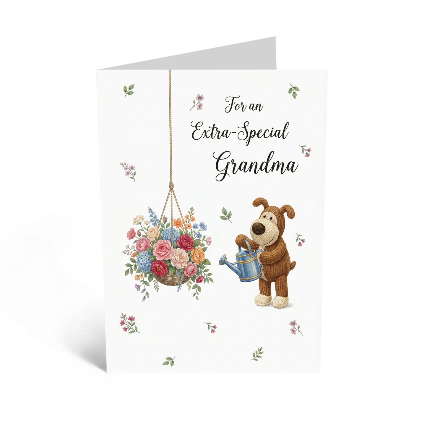 Mother’s Day Card for Grandma - ‘Extra Special Grandma’ Floral Greeting Card - Cute Puppy & Hanging Basket Design - Thoughtful Keepsake for Nan Granny - Includes Premium White Envelope