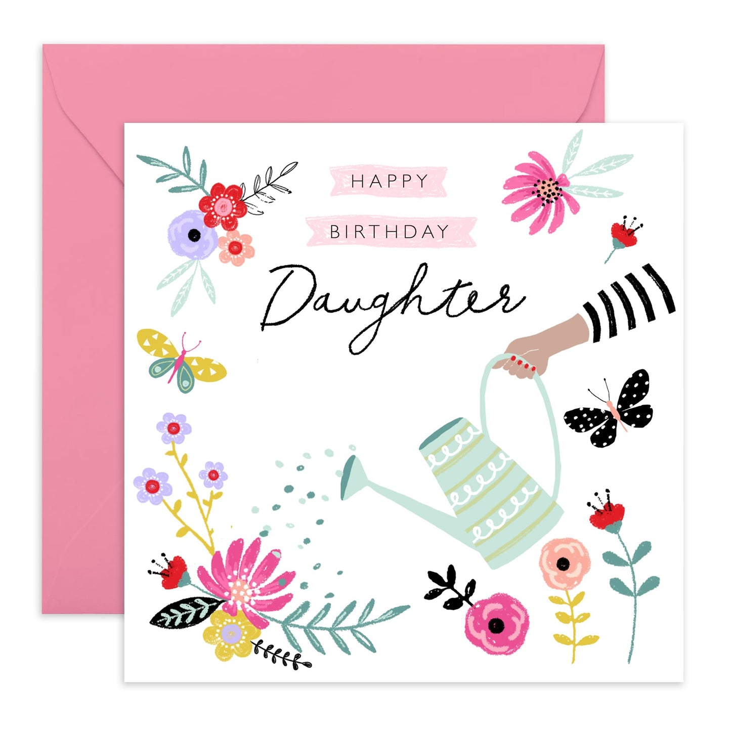 Floral Birthday Cards For Daughter - Happy Birthday Cards For Her - Hearts Flowers Greeting Cards For Girls Female - Celebration Gifts For Women - Comes With Cute Stickers By Central 23