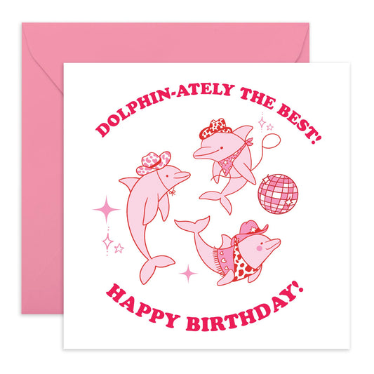 Adorable Birthday Card – 'Dolphin-Attely' Fun Dolphin Disco Design – Cute Gifts for Friends, Sister, Daughter, Children, Kids, Animal and Ocean Lovers - Comes with Fun Stickers