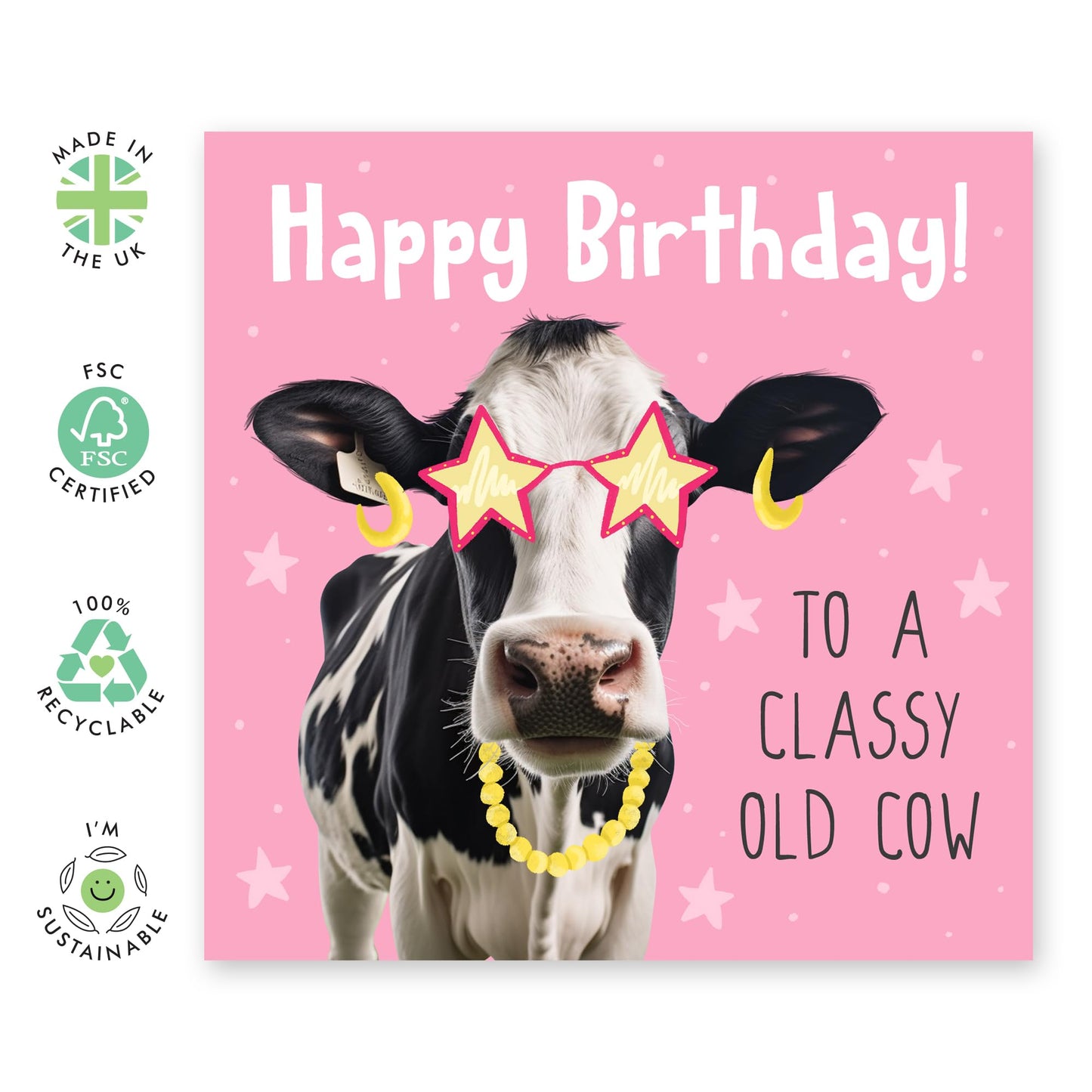 Funny Birthday Cards For Women - Happy Birthday To A Sassy Old Cow - Funny Mum Birthday Cards - Grandma Birthday Card - Cheeky Gifts For Her - Comes With Fun Stickers By Central 23