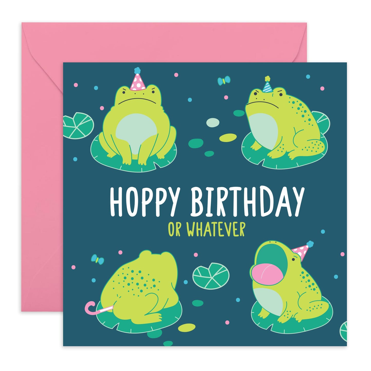 Grumpy Frog Birthday Card - 'Hoppy Birthday Or Whatever' - Gifts for Best Friend, Besties, Sister, Birthday, BFF, Colleagues - Angles - Comes with Fun Stickers