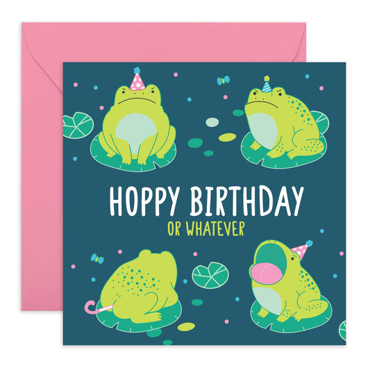 Grumpy Frog Birthday Card - 'Hoppy Birthday Or Whatever' - Gifts for Best Friend, Besties, Sister, Birthday, BFF, Colleagues - Angles - Comes with Fun Stickers