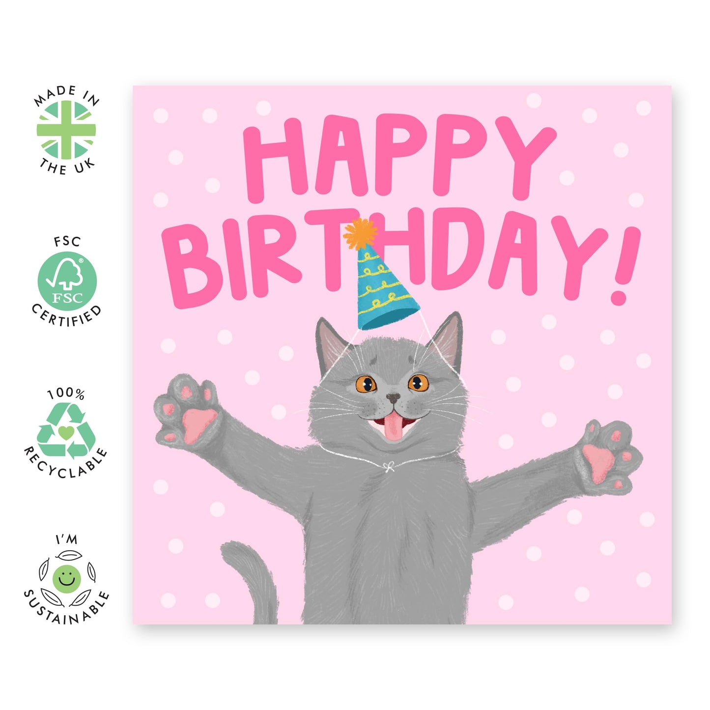 Birthday Card For Her - Happy Birthday Cat - Cheeky Greeting Cards For Sister Friend - Pet Owners - For Auntie Aunt - Greeting Cards For Fur Parents - Comes With Fun Stickers By Central 23