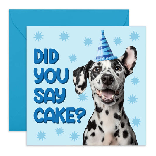 Birthday Card - 'DOG, DID YOU SAY CAKE?' - Perfect for Celebrating Dog Lovers - Ideal for Him Her Friends, Family, or Anyone Who Loves a Pawsitive Birthday Surprise - Comes With Stickers By Central 23
