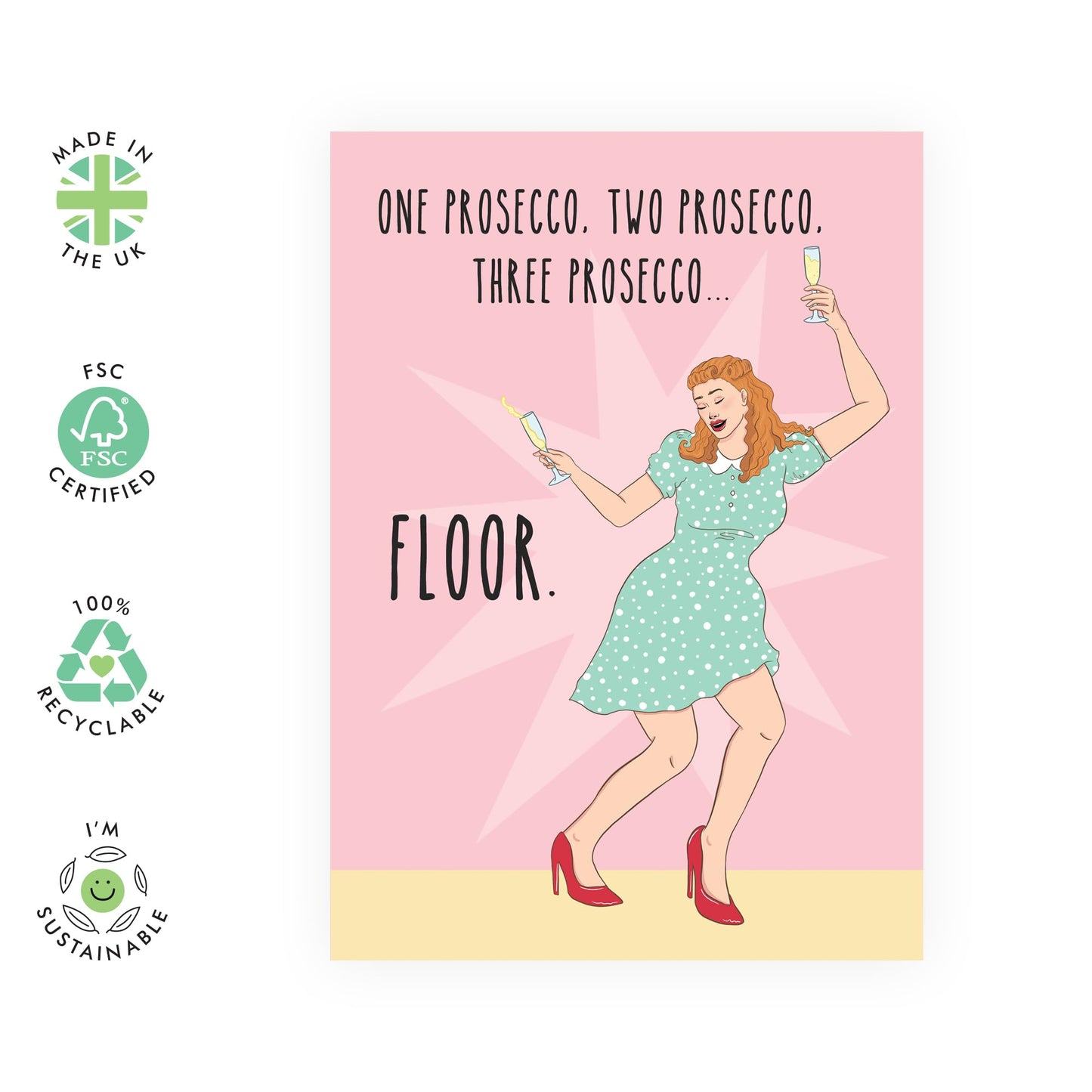 Best Friend Birthday Card - Prosecco Retro - Hilarious Greeting Cards For Women Sister Aunt Mum - Congratulations Party Celebration Gifts For Her - Comes With Stickers By Central 23 RETRO LADY