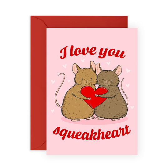 Valentines Card For Boyfriend Girlfriend Couples - I Love You Squeakheart Mice - Birthday Card For Adult Men Women - Anniversary Card For Him - For Husband Wife - Comes With Stickers By Central 23