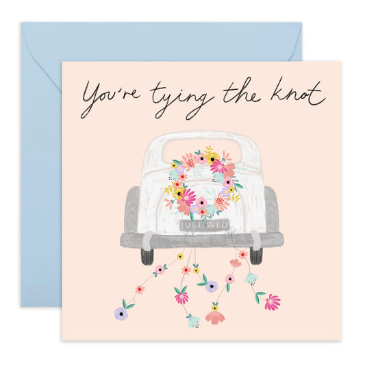 Wedding Cards For Bride And Groom - Tying The Knot Wedding Car - Floral Greeting Card - Congratulations Card Men Women Son Daughter - Best Wishes Gift For Him Her - Comes With Stickers By Central 23