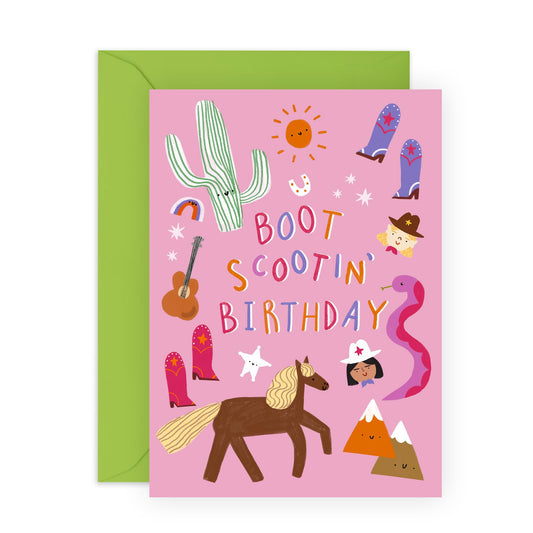 Birthday Card for Country Girls - 'Bootscootin Cowgirl' - Gifts for Her, Women, Wife, Sister, Coleagues, Mum, Grandma - Southern Thing - Comes with Fun Stickers