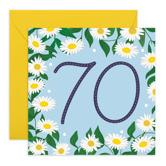 70th Birthday Card For Women - Daisy Chain 70 - Wife Birthday Greeting Card - Floral - Happy Seventieth Birthday Cards For Grandmother - Nan - Grandma - Comes With Fun Stickers - By Central 23