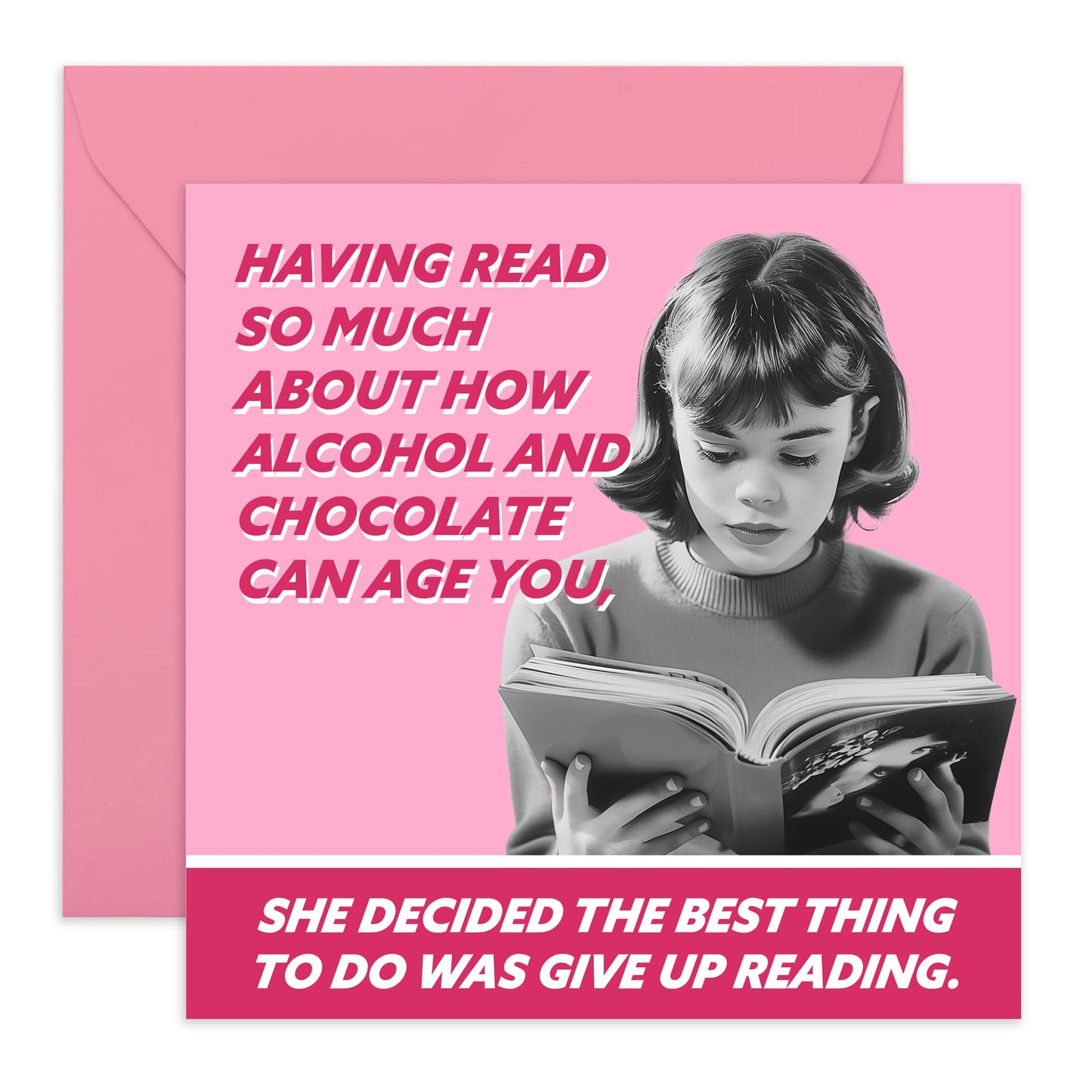 Funny Birthday Card For Women - Give Up Reading - Humorous Retro Greeting Cards For Her - Friends Birthday Card - Gift For Sister Mum Wife Nan - Comes With Stickers - By Central 23